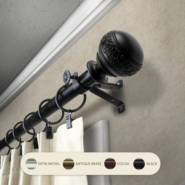 Kd Encimera 0.8125 in. Lucid Curtain Rod with 28 to 48 in. Extension, Black KD3728645